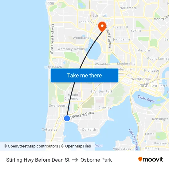 Stirling Hwy Before Dean St to Osborne Park map