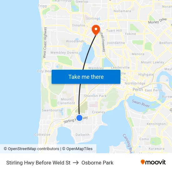 Stirling Hwy Before Weld St to Osborne Park map