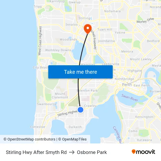 Stirling Hwy After Smyth Rd to Osborne Park map