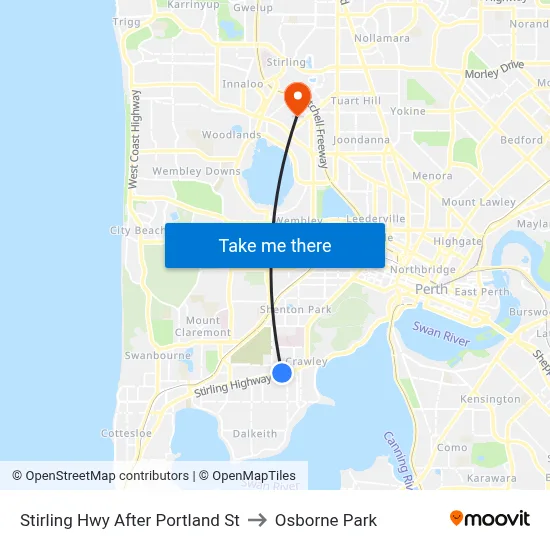 Stirling Hwy After Portland St to Osborne Park map
