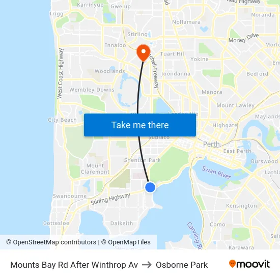 Mounts Bay Rd After Winthrop Av to Osborne Park map