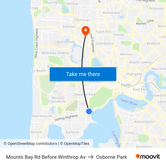 Mounts Bay Rd Before Winthrop Av to Osborne Park map