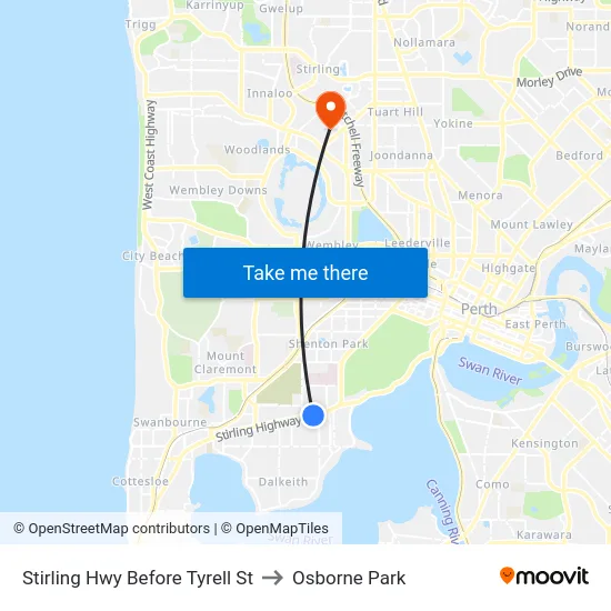 Stirling Hwy Before Tyrell St to Osborne Park map