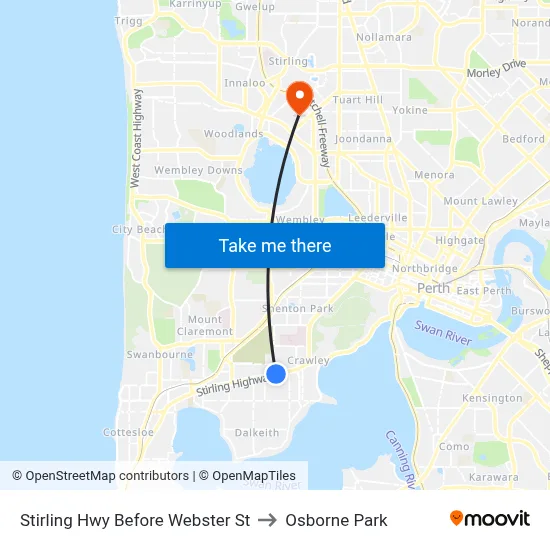 Stirling Hwy Before Webster St to Osborne Park map