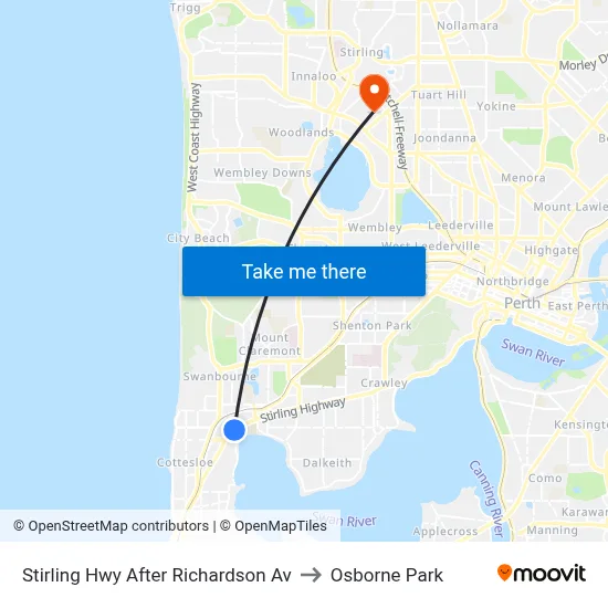 Stirling Hwy After Richardson Av to Osborne Park map