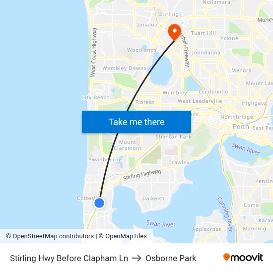 Stirling Hwy Before Clapham Ln to Osborne Park map