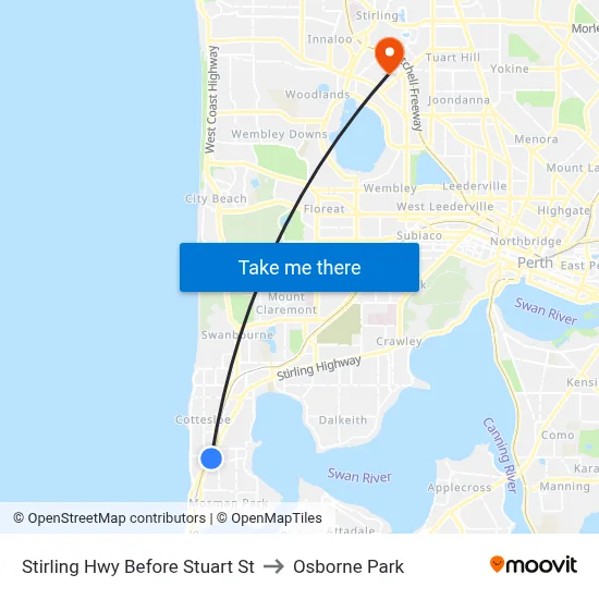 Stirling Hwy Before Stuart St to Osborne Park map