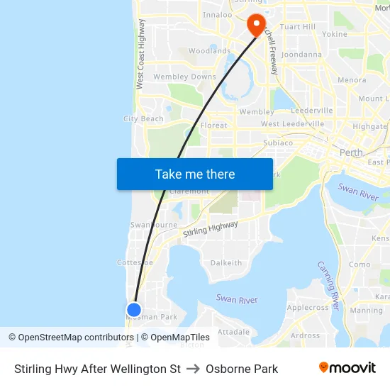 Stirling Hwy After Wellington St to Osborne Park map