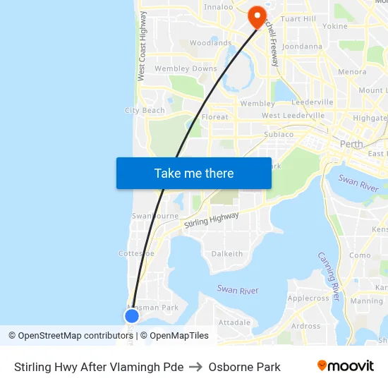 Stirling Hwy After Vlamingh Pde to Osborne Park map
