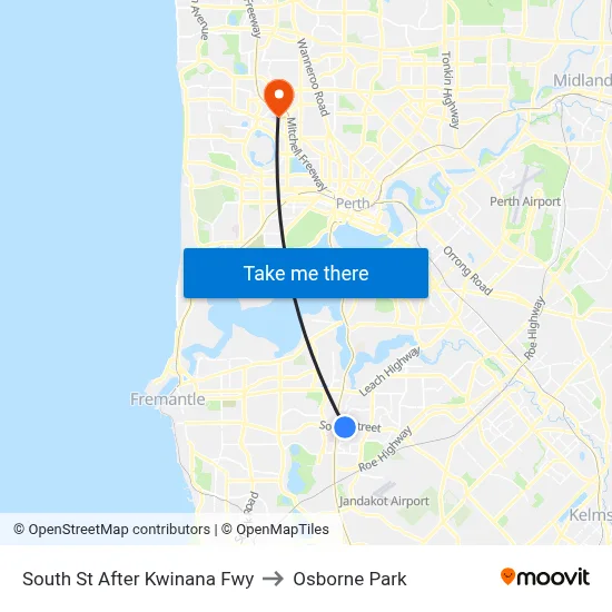 South St After Kwinana Fwy to Osborne Park map