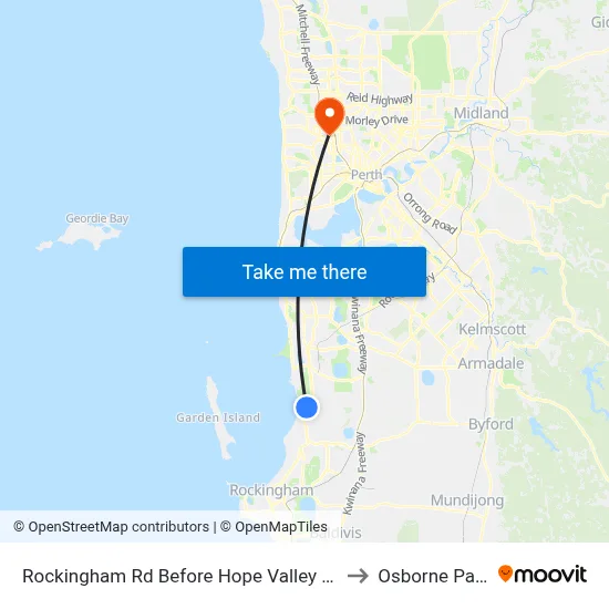 Rockingham Rd Before Hope Valley Rd to Osborne Park map