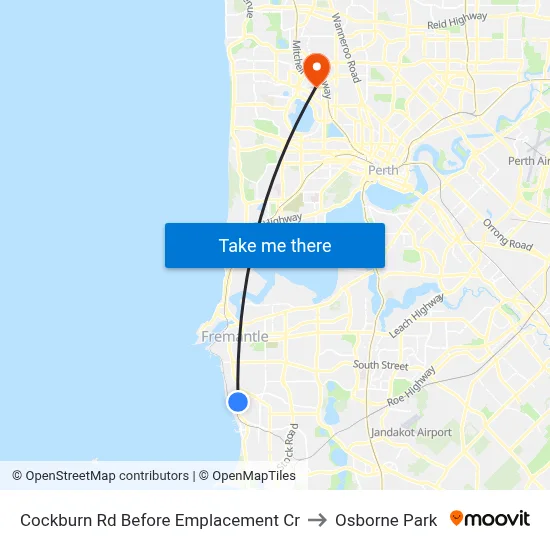 Cockburn Rd Before Emplacement Cr to Osborne Park map
