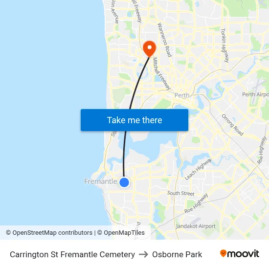 Carrington St Fremantle Cemetery to Osborne Park map