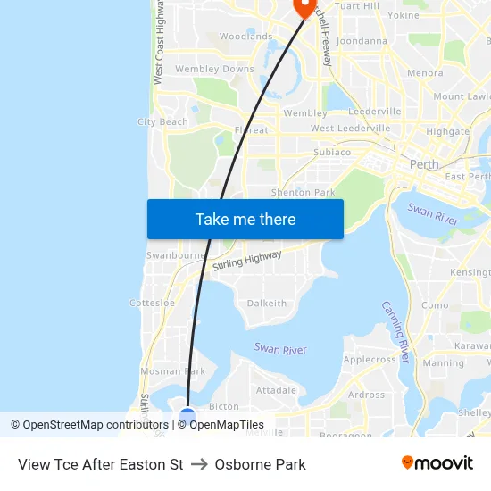 View Tce After Easton St to Osborne Park map
