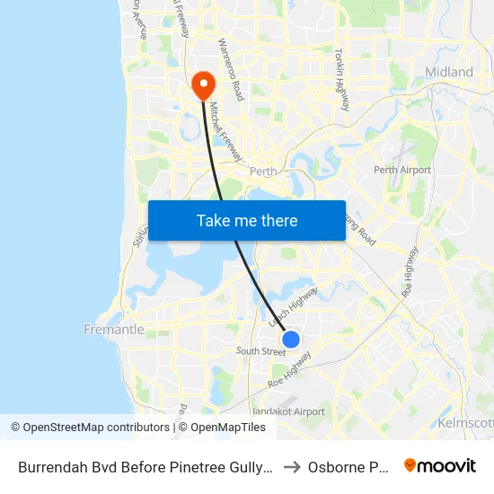 Burrendah Bvd Before Pinetree Gully Rd to Osborne Park map