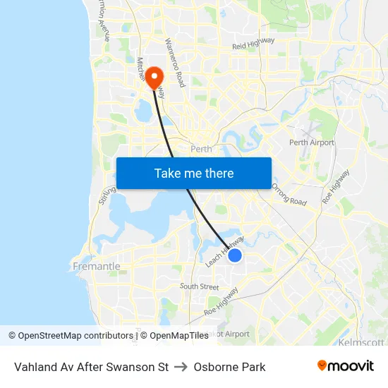 Vahland Av After Swanson St to Osborne Park map