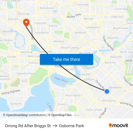 Orrong Rd After Briggs St to Osborne Park map