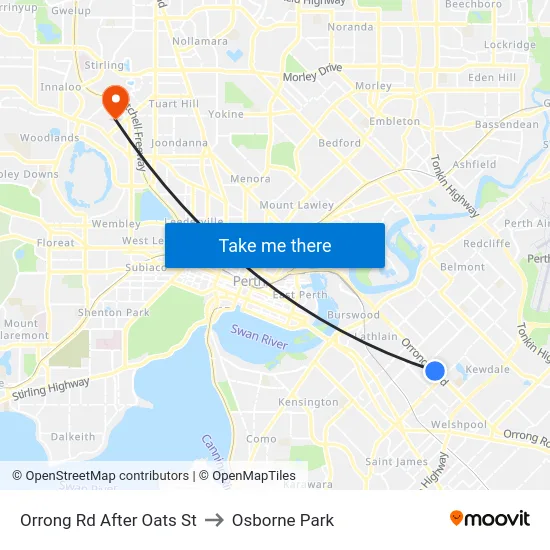 Orrong Rd After Oats St to Osborne Park map