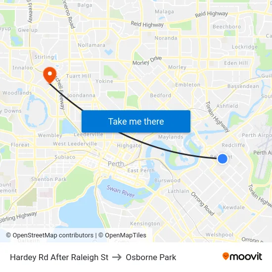 Hardey Rd After Raleigh St to Osborne Park map