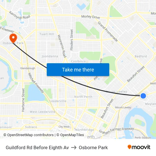 Guildford Rd Before Eighth Av to Osborne Park map