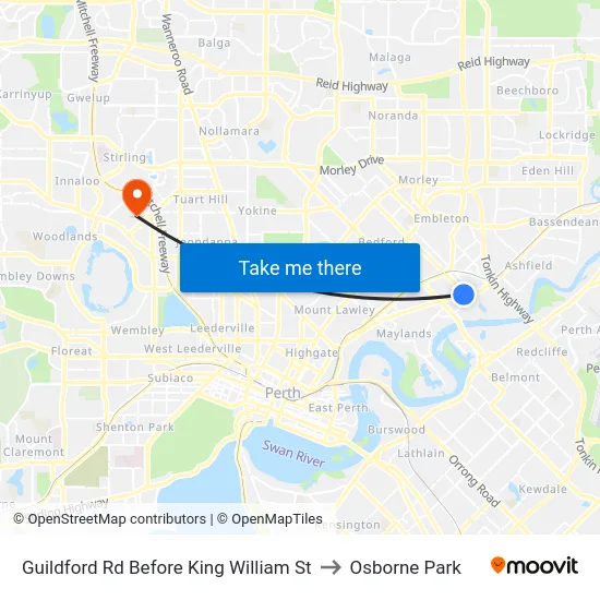 Guildford Rd Before King William St to Osborne Park map