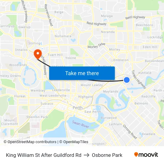 King William St After Guildford Rd to Osborne Park map
