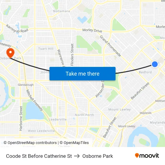 Coode St Before Catherine St to Osborne Park map