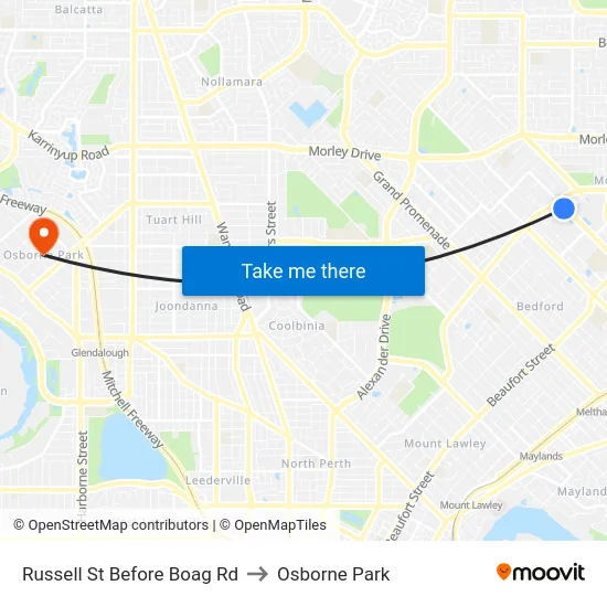 Russell St Before Boag Rd to Osborne Park map