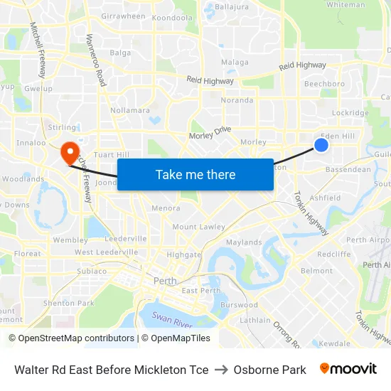 Walter Rd East Before Mickleton Tce to Osborne Park map