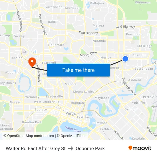Walter Rd East After Grey St to Osborne Park map