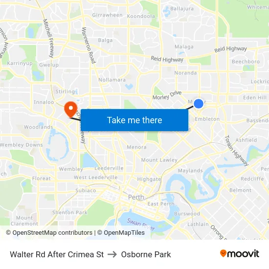 Walter Rd After Crimea St to Osborne Park map
