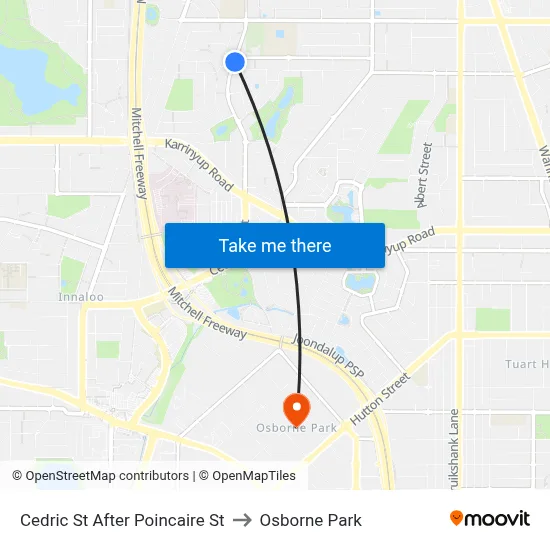 Cedric St After Poincaire St to Osborne Park map