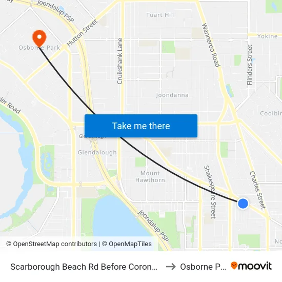 Scarborough Beach Rd Before Coronation St to Osborne Park map