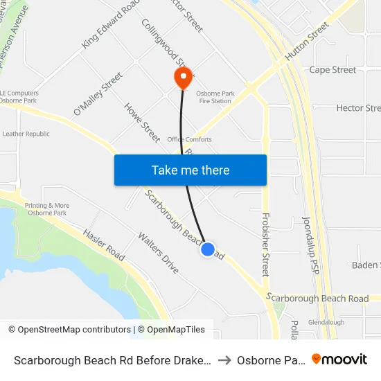 Scarborough Beach Rd Before Drake St to Osborne Park map