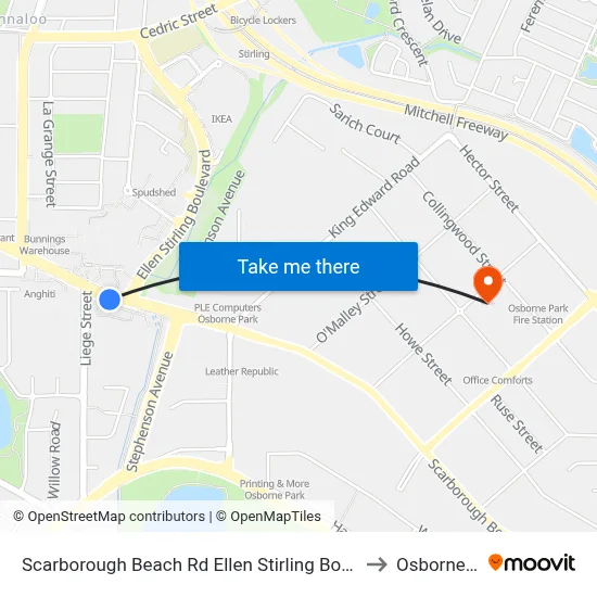 Scarborough Beach Rd Ellen Stirling Boulevard Cat Id 5 to Osborne Park map