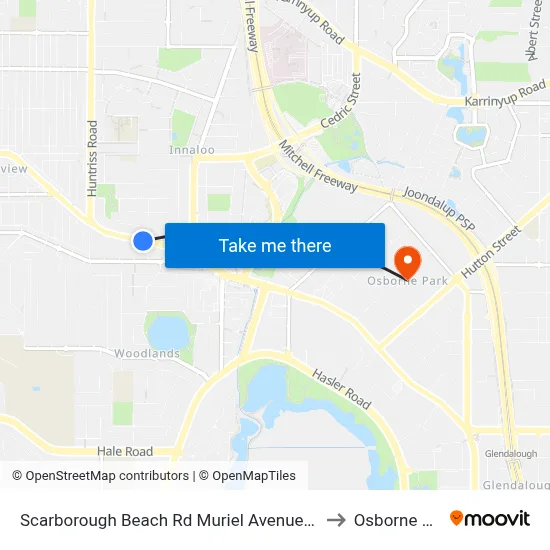 Scarborough Beach Rd Muriel Avenue Cat Id 8 to Osborne Park map