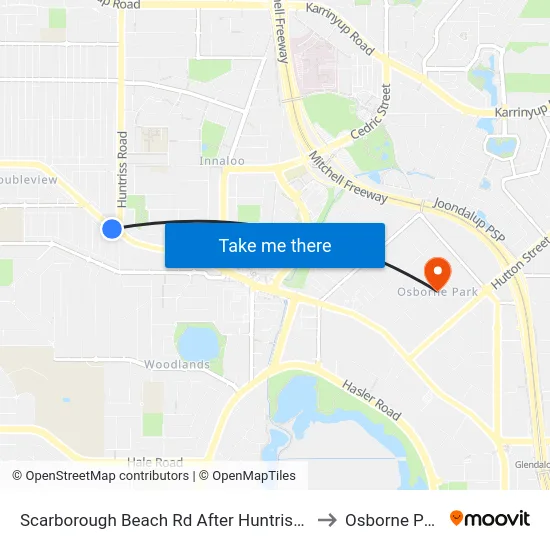 Scarborough Beach Rd After Huntriss Rd to Osborne Park map