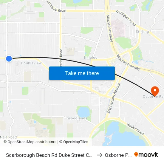 Scarborough Beach Rd Duke Street Cat Id 15 to Osborne Park map