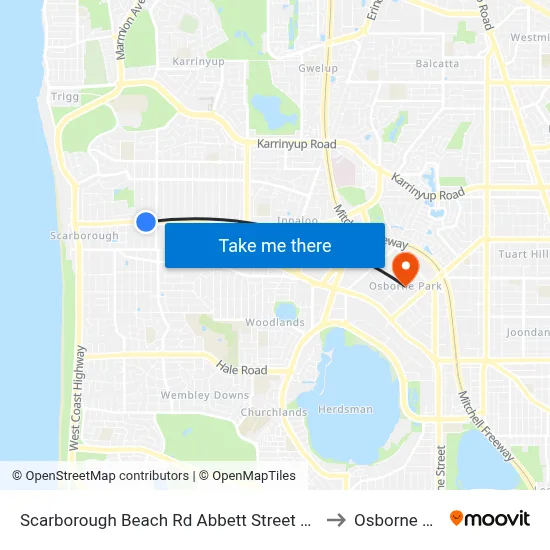 Scarborough Beach Rd Abbett Street Cat Id 16 to Osborne Park map