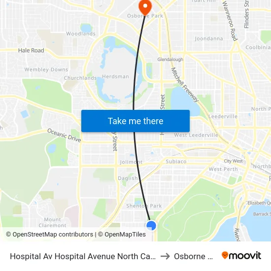 Hospital Av Hospital Avenue North Cat Id 114 to Osborne Park map