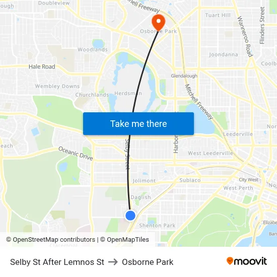 Selby St After Lemnos St to Osborne Park map
