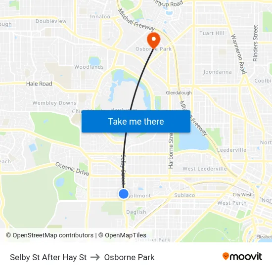Selby St After Hay St to Osborne Park map