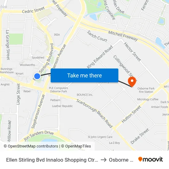 Ellen Stirling Bvd Innaloo Shopping Ctr Cat Id 4 to Osborne Park map