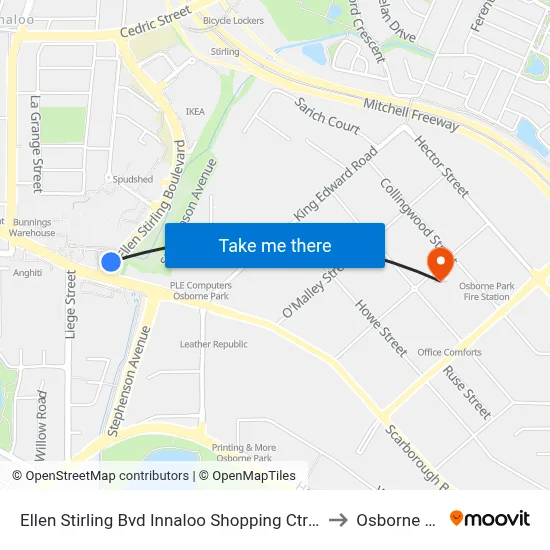 Ellen Stirling Bvd Innaloo Shopping Ctr Cat Id 35 to Osborne Park map