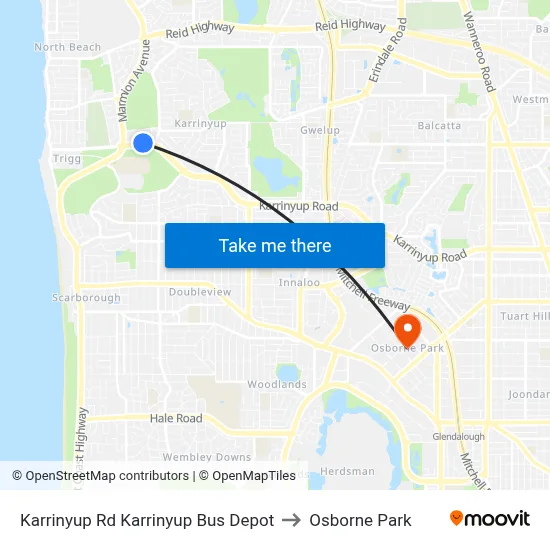 Karrinyup Rd Karrinyup Bus Depot to Osborne Park map