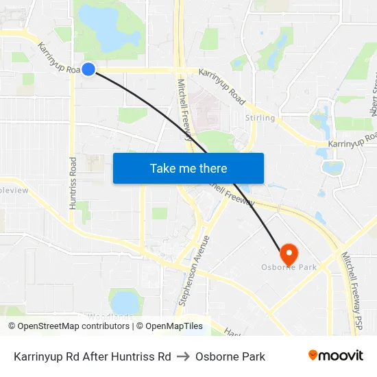 Karrinyup Rd After Huntriss Rd to Osborne Park map