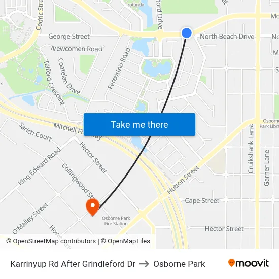 Karrinyup Rd After Grindleford Dr to Osborne Park map
