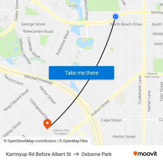 Karrinyup Rd Before Albert St to Osborne Park map