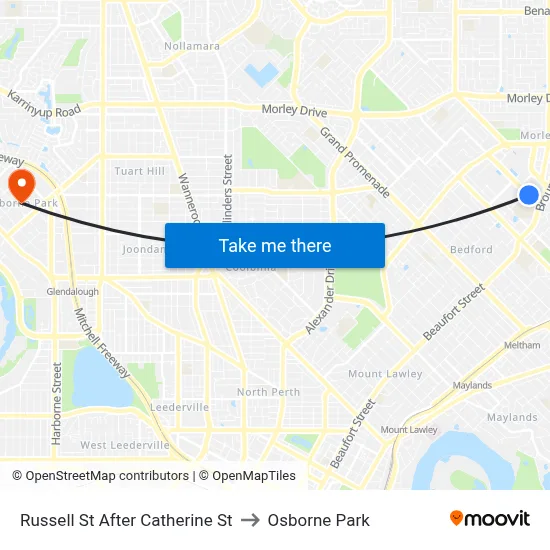 Russell St After Catherine St to Osborne Park map