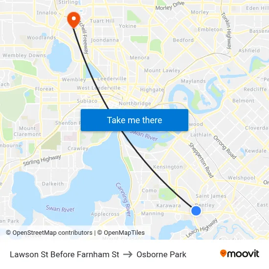 Lawson St Before Farnham St to Osborne Park map